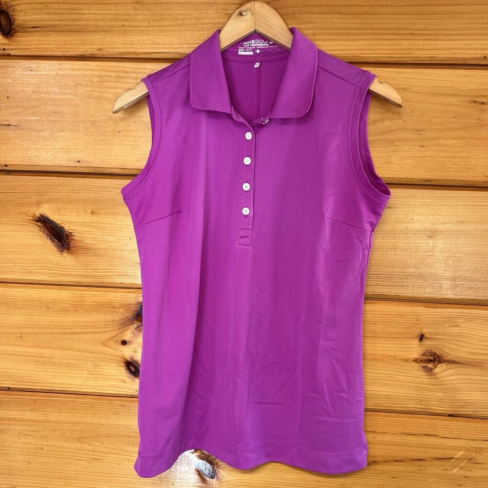 Nike Dri Fit Polo Tank Women Large Golf Tour Performance Purple Athletic Sport